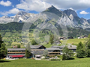 View of the Alpstein range in Appenzell Alps massif from the Thur river valley and Obertoggenburg region, Unterwasseer