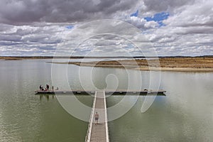View of Alqueva Dam artificial Lake at aldeia da luz, Alentejo tourist destination region, Portugal photo