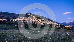 View of Alvito, Ciociaria, by night from the valley photo