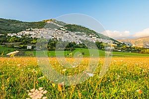 View of Alvito, Ciociaria, from the valley at sunset