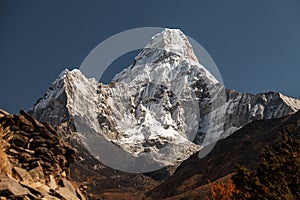 View of the Ama Dablam 6814 m - Everest region, Nepal, Himalayas