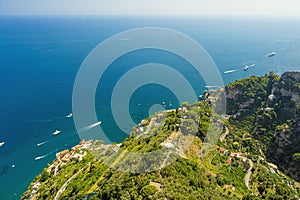 View of the Amalfi Coast from the town of Ravello, Italy, Europe