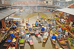 View of Amphawa Floating market, Amphawa, Thailand
