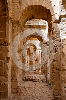 View of Amphitheatre of El Jem in Tunisia