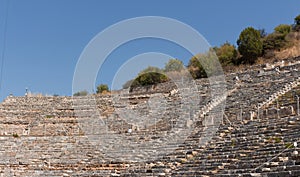 View of amphitheatre at famous ancient Greek city called `Ephesus`