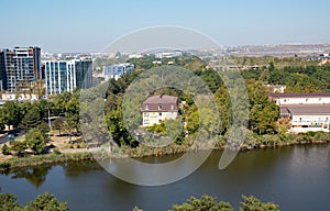 View of the Anapa River of Anapa from the Ferris wheel in summer in 2023