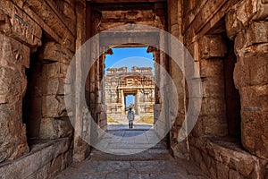 The view of ancient Achyutaraya Temple. Hampi, Karnataka, India