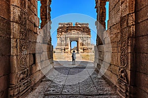 The view of ancient Achyutaraya Temple. Hampi, Karnataka, India