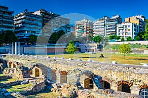 View of ancient Agora in Thessaloniki, Greece