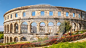 View at the Ancient Amphitetre Arena in Pula, Croatia