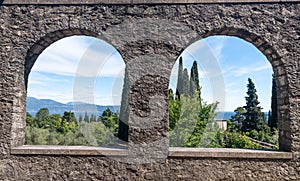 The view from the ancient arches on Lake Garda