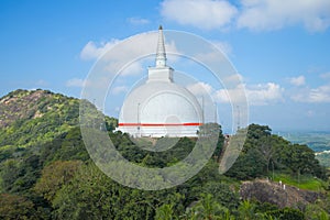 View of the ancient Buddhist stupa by Mahaseya Dagoba. Mihintale