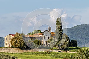 View of the ancient Church of San Zio, Cerreto Guidi, Florence, Italy, on a hill in the Tuscan countryside photo