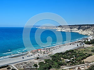 View from ancient city - state Kourion, to beach in Episkopi on Cyprus Island.