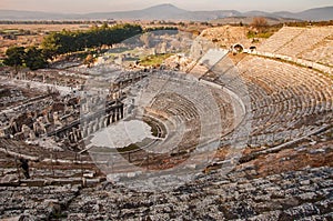 View of the ancient city from the top of the Ephesus Theater. The ancient city is listed as a UNESCO World Heritage Site