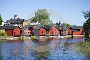 View on the ancient coastal barns in Porvoo photo