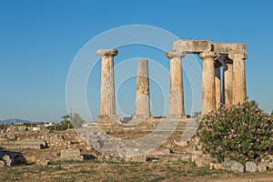 View of ancient Corinth in Greece during the summer