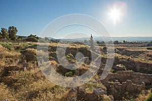 View of ancient Corinth in Greece during the summer