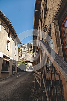 View of an ancient French village with the abbey of Siant Antoine