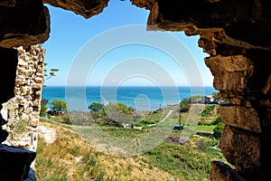 View from ancient Genoese fortress in the city of Feodosia, Crimea