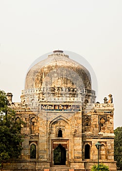 View of the ancient Mughal mausoleum Sheesh Gumbat in park Lodi Gaden in New Delhi, India