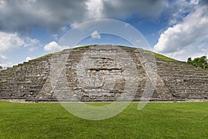 View of an ancient pyramid at the EL Tajin archeological site, in Papantla, Veracruz photo