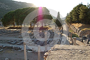 View of the ancient Roman ruins of Ephesus Anatolia, Turkey. Roman Forum photo