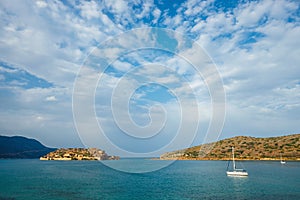 View of Ancient Ruins Of Medieval Fortress in Spinalonga, Crete