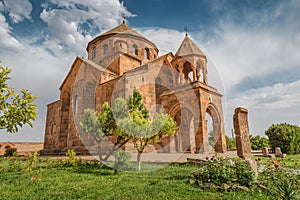 view of ancient stone church of St. Hripsime built in the 6th century, located near the Armenian Catholicos in