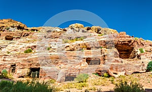 View of ancient tombs at Petra