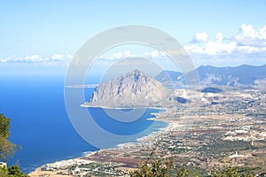 View from the ancient town of Erice, Sicily, Italy