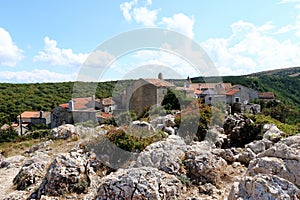 View on the ancient town Lubenice, island Cres,  Croatia