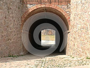 View of an ancient tunnel made with stonse for pedestrian and vehicular passage