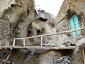 View of the ancient village of Kandovan, where houses were built in the mountains, Tabriz, Iran