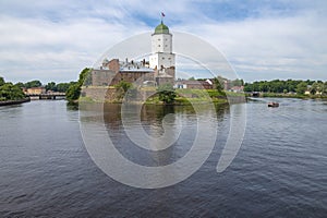 View of the ancient Vyborg castle, July morning. Vyborg, Russia