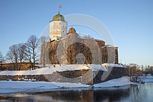 View of the ancient Vyborg castle. Leningrad region, Russia