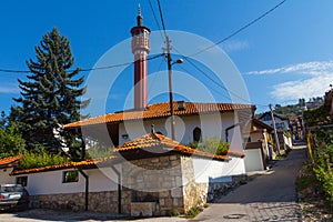 View of an ancient wooden Arebi Atik mosque in the historic district of Sarajevo. Bosnia and Herzegovina