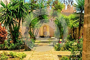 View of the Andalusian Gardens in The Kasbah of the Udayas ancient fortress in Rabat in Morocco
