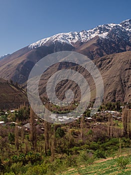 View of the Andes mountain range as seen from the Elqui Valley in Chile photo