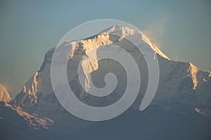 View of the Annapurna range from Poon Hill at sunrise, Ghorepani/Ghandruk, Nepal