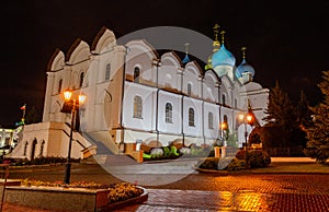 view of the Annunciation Cathedral in Kazan in the evening