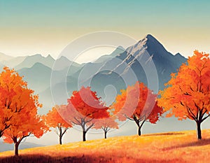 View of another planet with fantastic trees on digital art concept, Generative AI