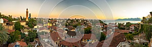 View of Antalya old town and Mediterranean sea