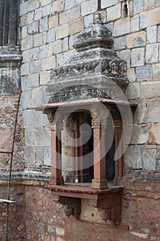 The view of antique type window from the old Indian fort which is known as Bara Gumbad at Lodhi Garden , New Delhi ,India