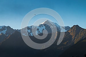 View of Aoraki Mount Cook and Mount Tasman from Lake Matheson, New Zealand