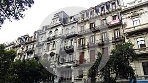 View of Apartment Facades in French Neoclassical style, Buenos Aires, Argentina photo