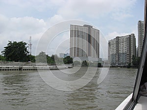 View of apartments along the Pasig river, Manila, Philippines