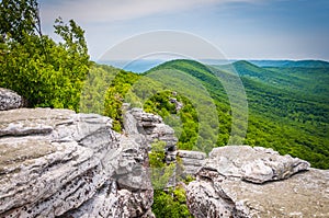 View of the Appalachian Mountains from cliffs on Big Schloss, in