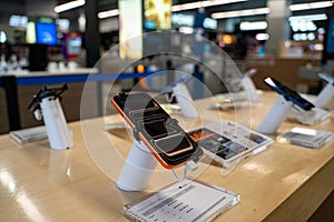 View of Apple iPhone 17 Pro Max smartphone on display in technology store.