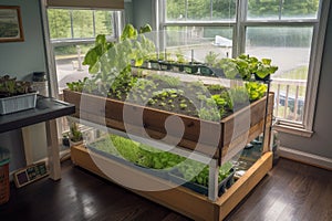 view of aquaponics and hydroponic system, showcasing the simplicity of the design